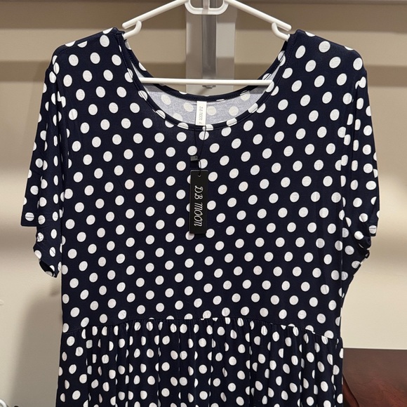 Polka Dot Navy Dress - Picture 2 of 2